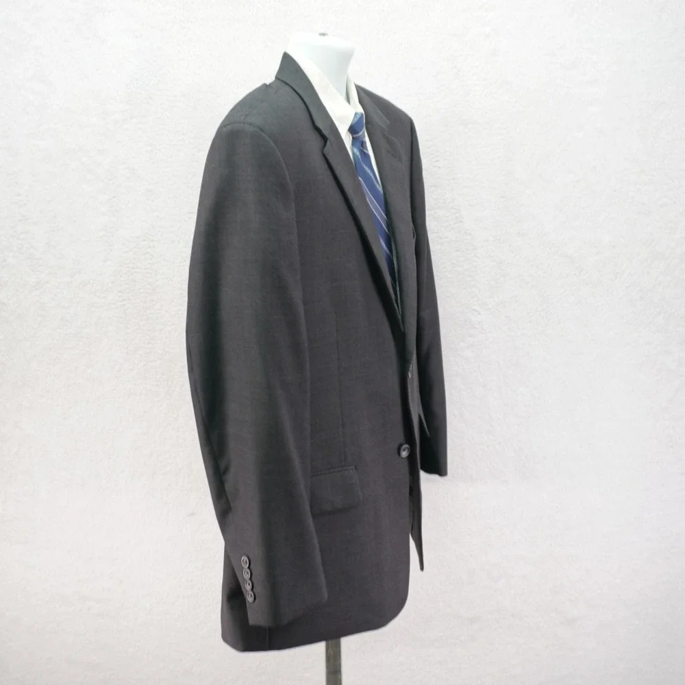 Joseph & Feiss Wool Blend Gray Plaid W/ Red Windowpane Suit Jacket 42R Tag 46R‎